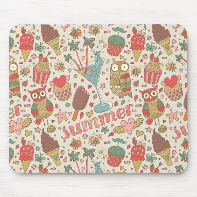 Summer Pattern With Ice Cream Mouse Mat (Front)