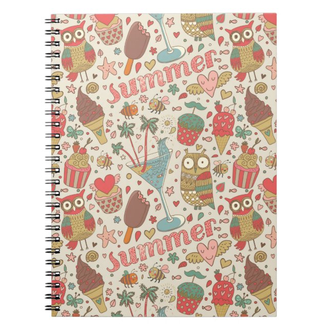 Summer Pattern With Ice Cream Notebook (Front)