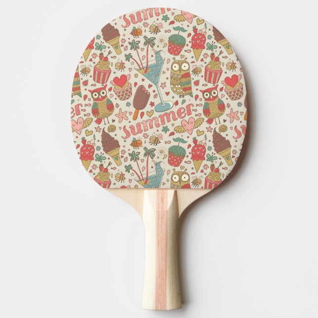 Summer Pattern With Ice Cream Ping Pong Paddle (Front)