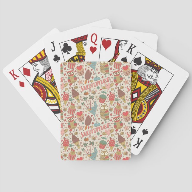 Summer Pattern With Ice Cream Playing Cards (Back)