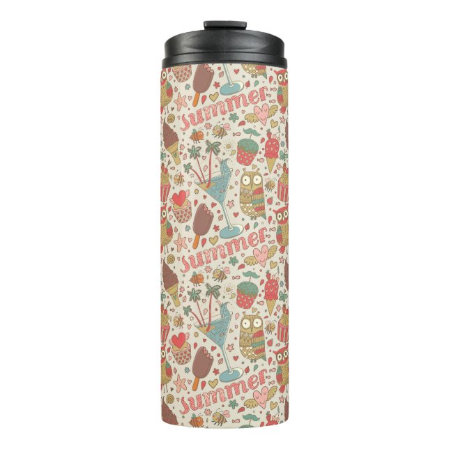 Summer Pattern With Ice Cream Thermal Tumbler (Front)