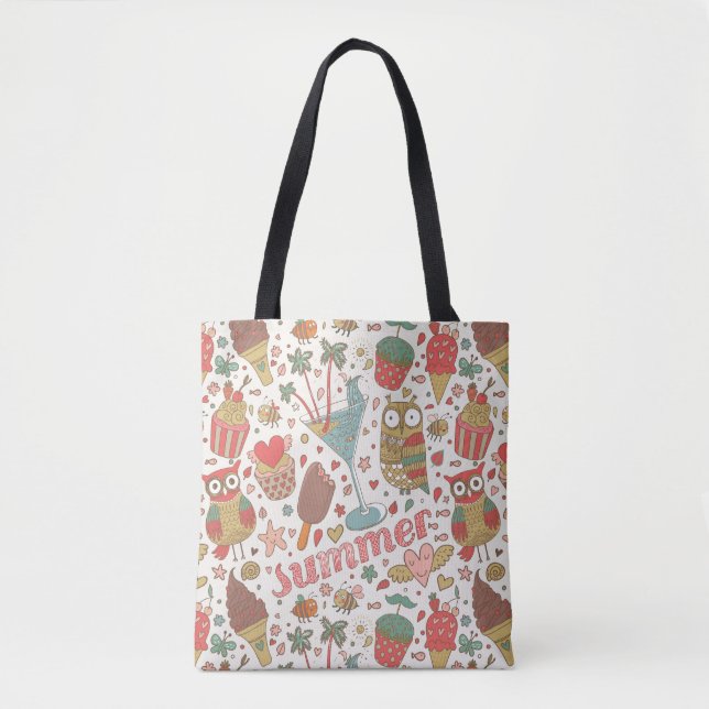 Summer Pattern With Ice Cream Tote Bag (Front)