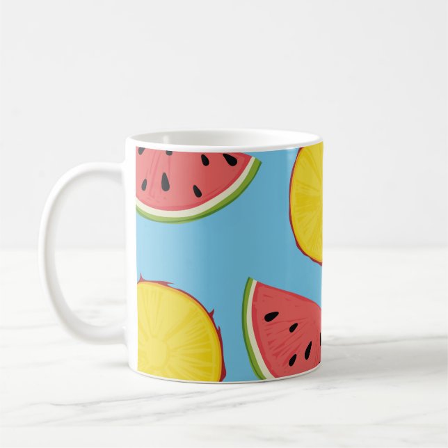 Summer pattern with pineapple and watermelonart,ba coffee mug (Left)