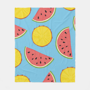 Summer pattern with pineapple and watermelonart,ba fleece blanket