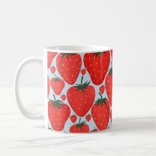Summer pattern with strawberries isolated on light coffee mug