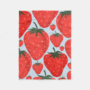 Summer pattern with strawberries isolated on light fleece blanket