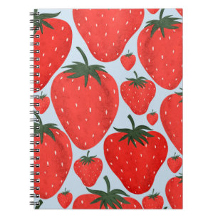 Summer pattern with strawberries isolated on light notebook