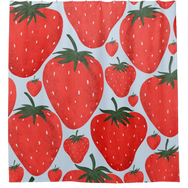 Summer pattern with strawberries isolated on light shower curtain (Front)