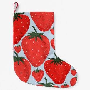Summer pattern with strawberries isolated on light small christmas stocking