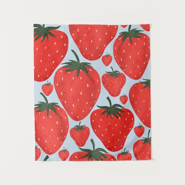 Summer pattern with strawberries isolated on light tapestry (Front)