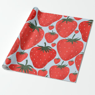 Summer pattern with strawberries isolated on light wrapping paper