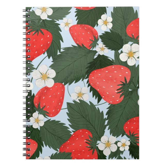 Summer pattern with strawberries. Strawberries lea Notebook (Front)