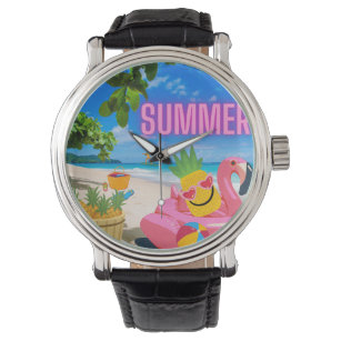 summer patterns with flamingos and pineapples  watch