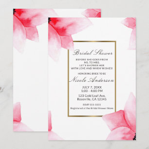 Summer Peach Coral Watercolor Floral Bridal Shower Invitation