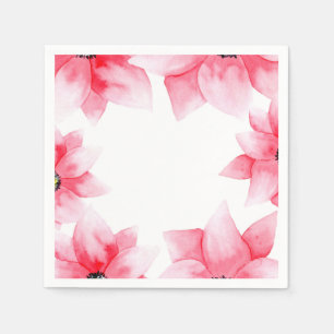 Summer Peach Coral Watercolor Floral Chic Napkin