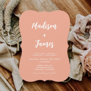 Summer Peach Orange Wedding  Invitation