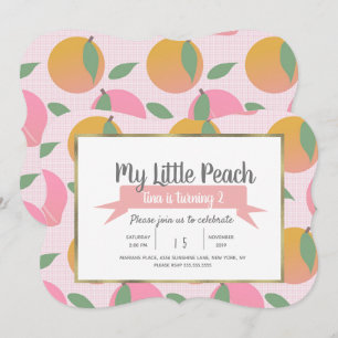 Summer Peach Pattern Fruit Birthday Party Invitation