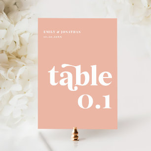 Summer Peach Sunset Wedding Table Number