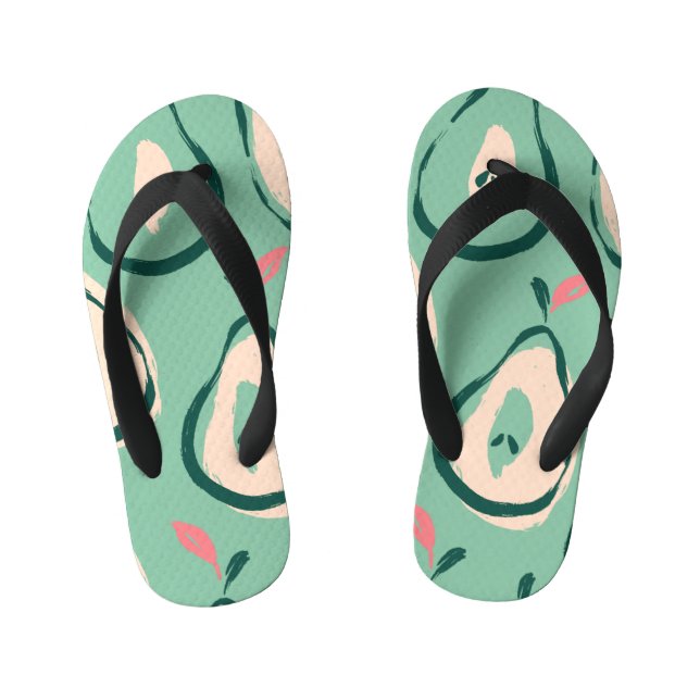 Summer pears: fresh fruit pattern. kid's flip flops (Footbed)