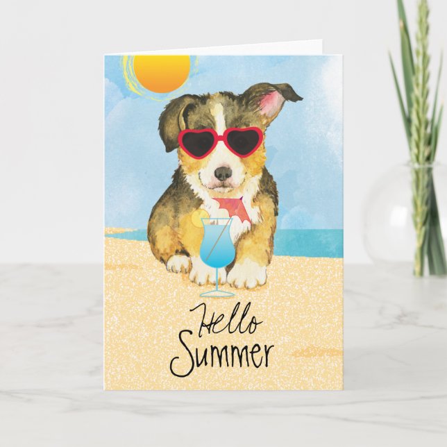 Summer Pembroke Welsh Corgi Card (Front)
