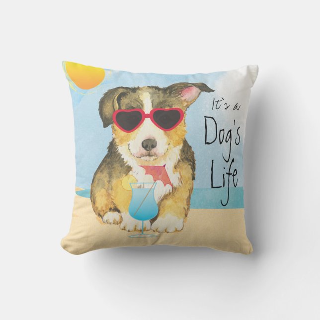 Summer Pembroke Welsh Corgi Cushion (Front)