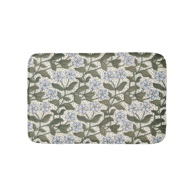 Summer Periwinkle Flower Pretty Elegant Floral Bath Mat (Front)