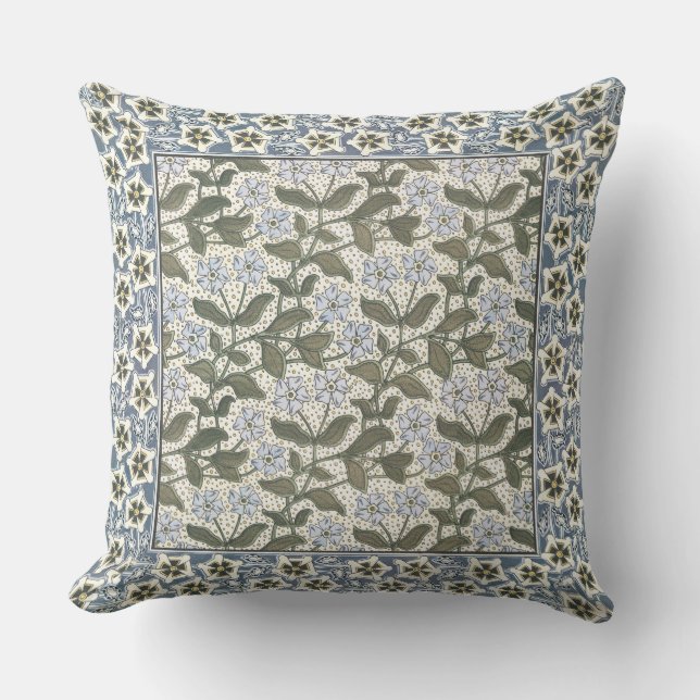 Summer Periwinkle Flower Pretty Elegant Floral Cushion (Front)