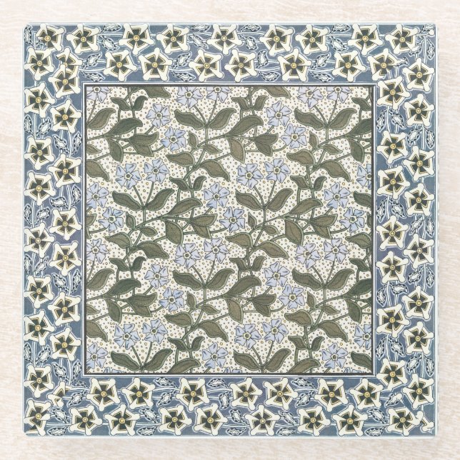 Summer Periwinkle Flower Pretty Elegant Floral Glass Coaster (Front)