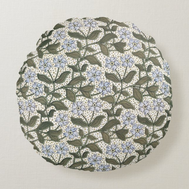 Summer Periwinkle Flower Pretty Elegant Floral Round Cushion (Front)