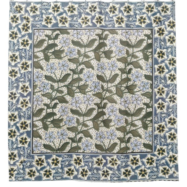 Summer Periwinkle Flower Pretty Elegant Floral Shower Curtain (Front)