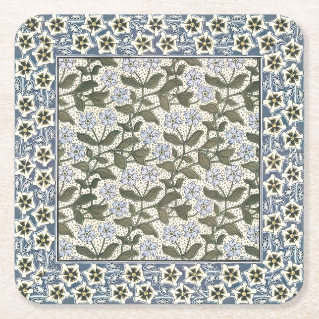 Summer Periwinkle Flower Pretty Elegant Floral Square Paper Coaster (Front)