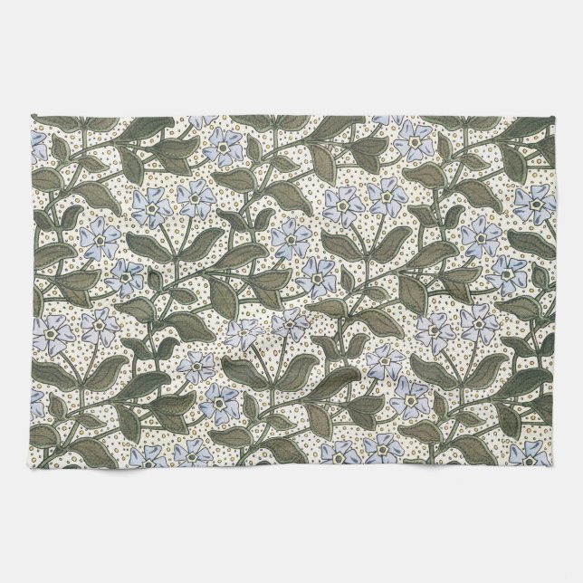 Summer Periwinkle Flower Pretty Elegant Floral Tea Towel (Horizontal)