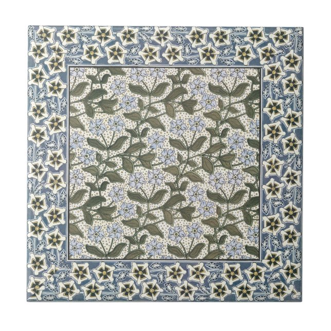 Summer Periwinkle Flower Pretty Elegant Floral Tile (Front)