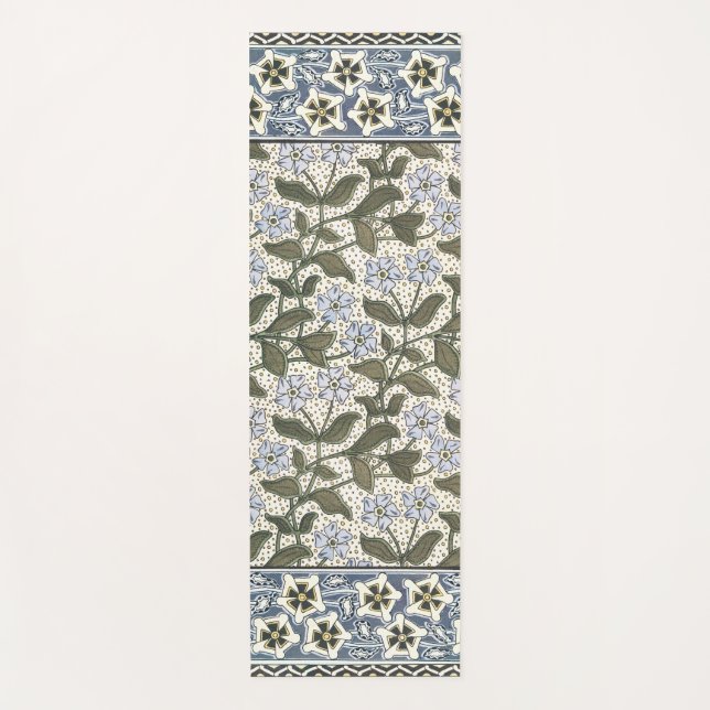 Summer Periwinkle Flower Pretty Elegant Floral Yoga Mat (Front)