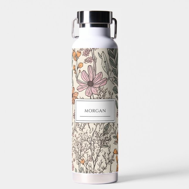 Summer Personalised Watercolor  Water Bottle (Front)