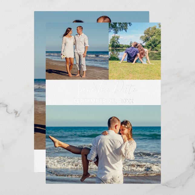 Summer Photo Collage Save The Date Card (Front/Back)