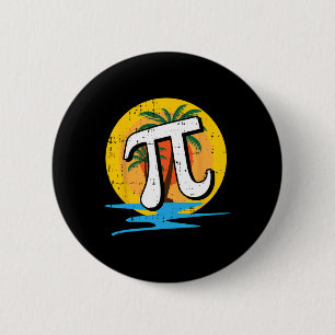 Summer Pi Day Retro Beach Math Symbols Teacher Stu 6 Cm Round Badge
