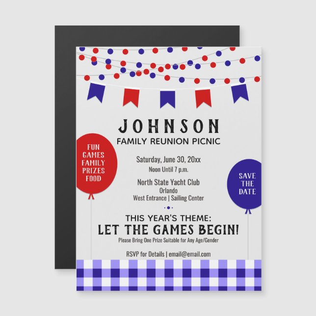 Summer Picnic • Barbecue • Reunion • Birthday Magnetic Invitation (Front/Back)