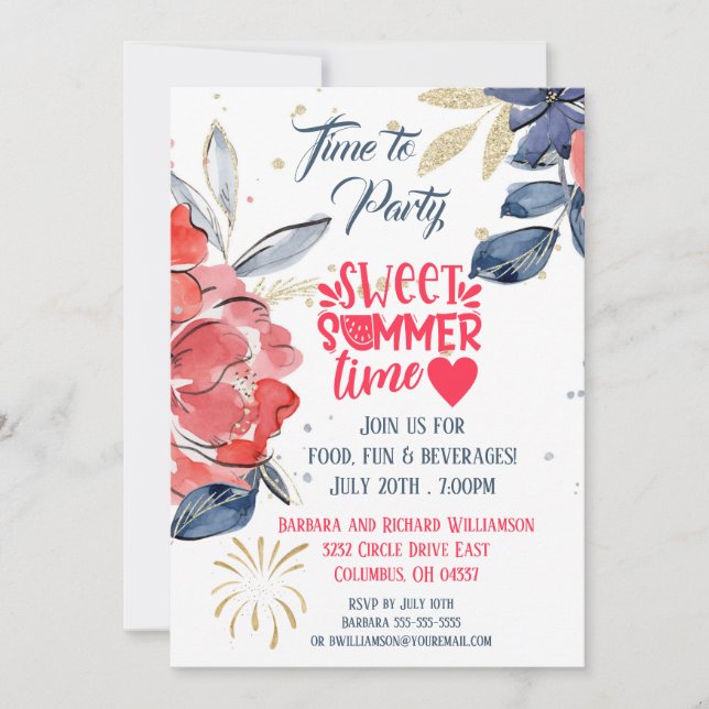 Summer Picnic Barbeque Party Invitation (Front)