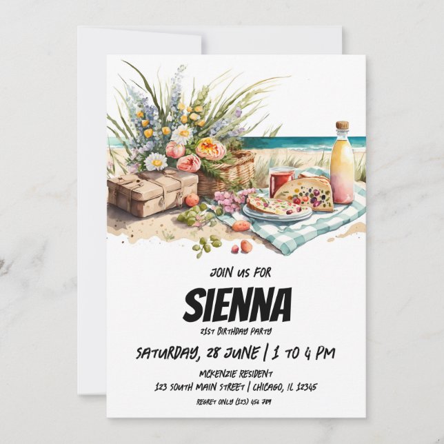 Summer Picnic beach view Invitation (Front)