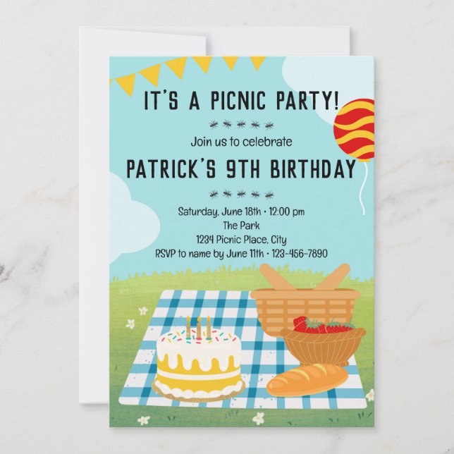 Summer Picnic Birthday Invitation (Front)
