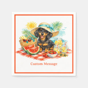 Summer Picnic Cute Dachshund Puppy Dog Personalise Napkin