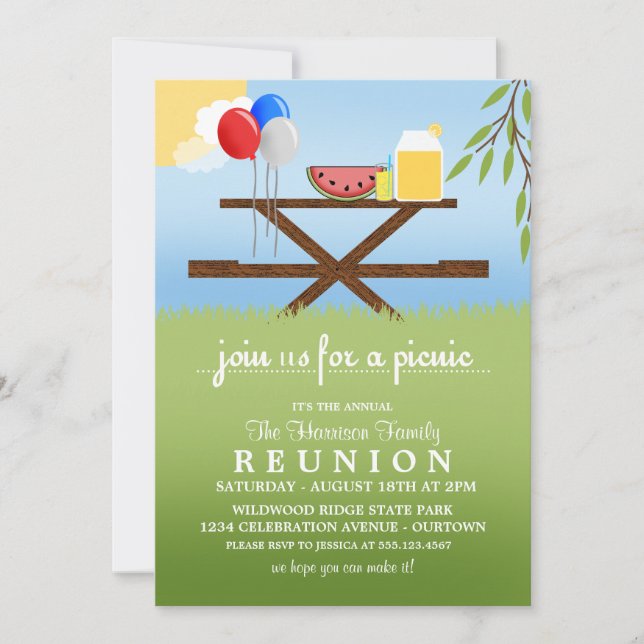 Summer Picnic Family Reunion  Invitations (Front)