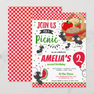 Summer Picnic in the park Birthday Party Invitation