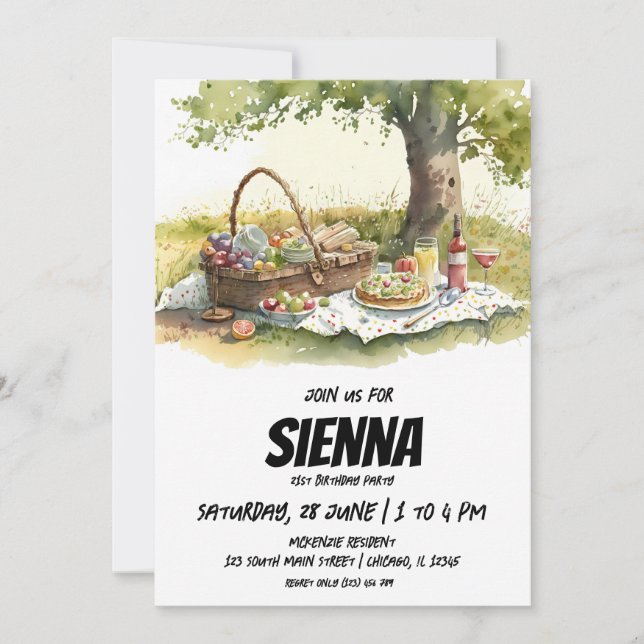 Summer Picnic meadow field view Invitation (Front)