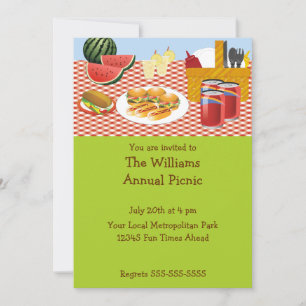 Summer Picnic Party Family BBQ & Outdoor Gathering Invitation