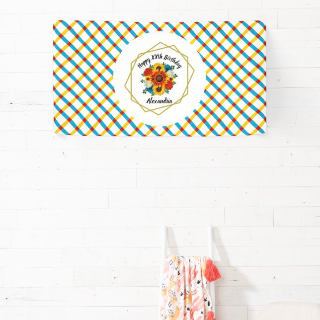 Summer Picnic Party Geometric Floral Banner (Insitu)