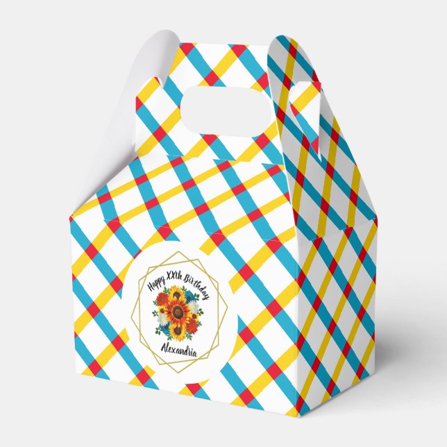 Summer Picnic Party Geometric Floral Favour Box (Front Side)