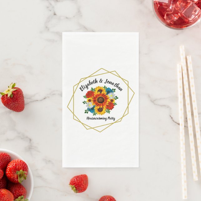 Summer Picnic Party Geometric Floral Napkin (Insitu)
