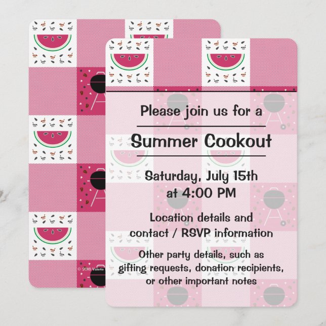Summer Picnic Party Invitation (Front/Back)